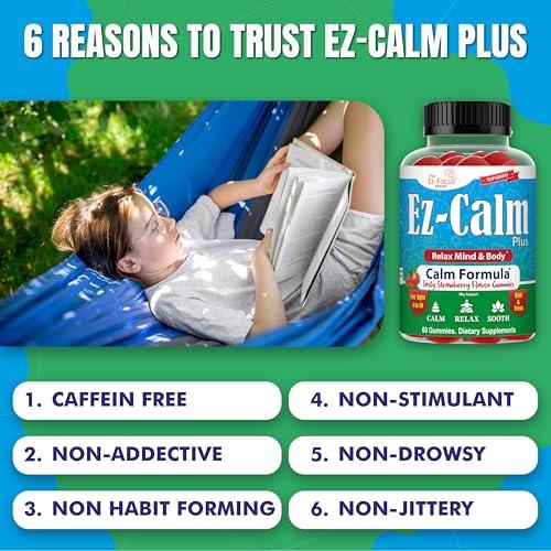 Ez-Focus Ez-Focus Organic Ashwagandha Gummies for Kids & Teens Calm & Focus Supplement with Ashwagandha Extract, Natural Calm Gummies for Kids, Sleep & Mood Support, Attention & Focus Vitamins- 60 Ct