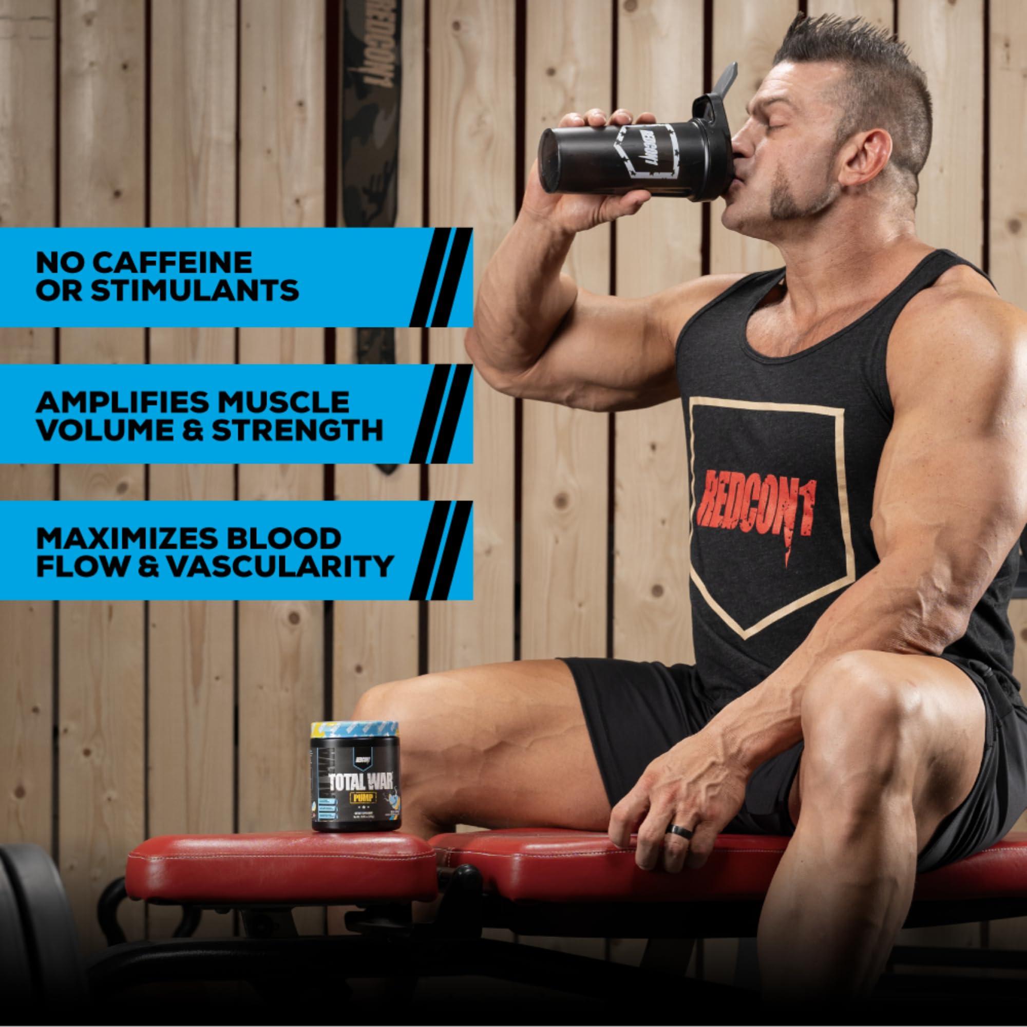 REDCON1 REDCON1 Non Stim & Caffeine Free Pre Workout Powder for Women & Men - Total War Pump - with L-Citrulline, Beta Alanine & More - Workout at Any Time of Day - Plum Fusion (10.79 oz)