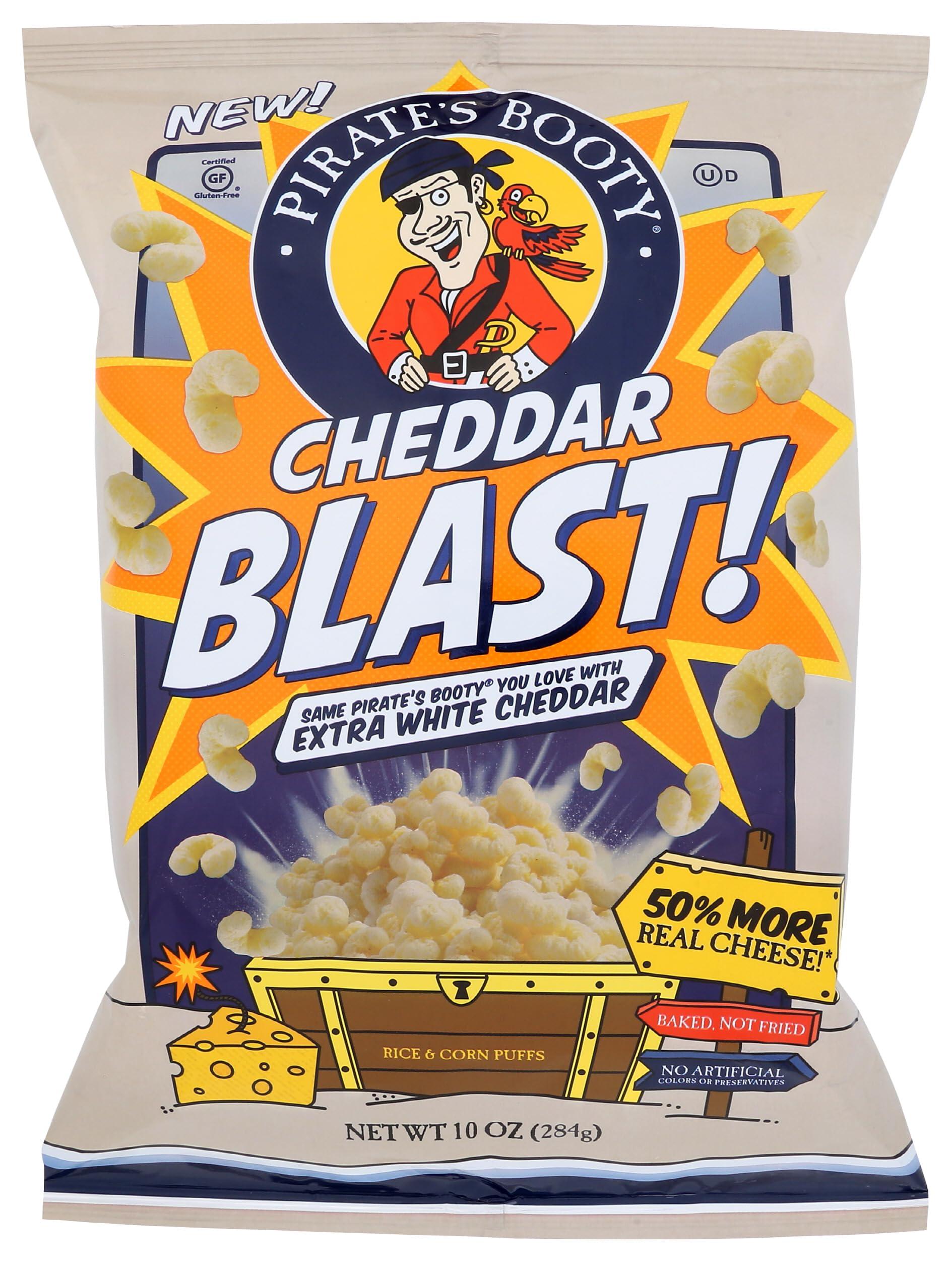Pirate Brands Pirate\'s Booty Cheddar Blast Rice & Corn Puffs, No Artificial Colors or Preservatives, Kosher, Gluten Free, 10 Ounce (Pack of 6)