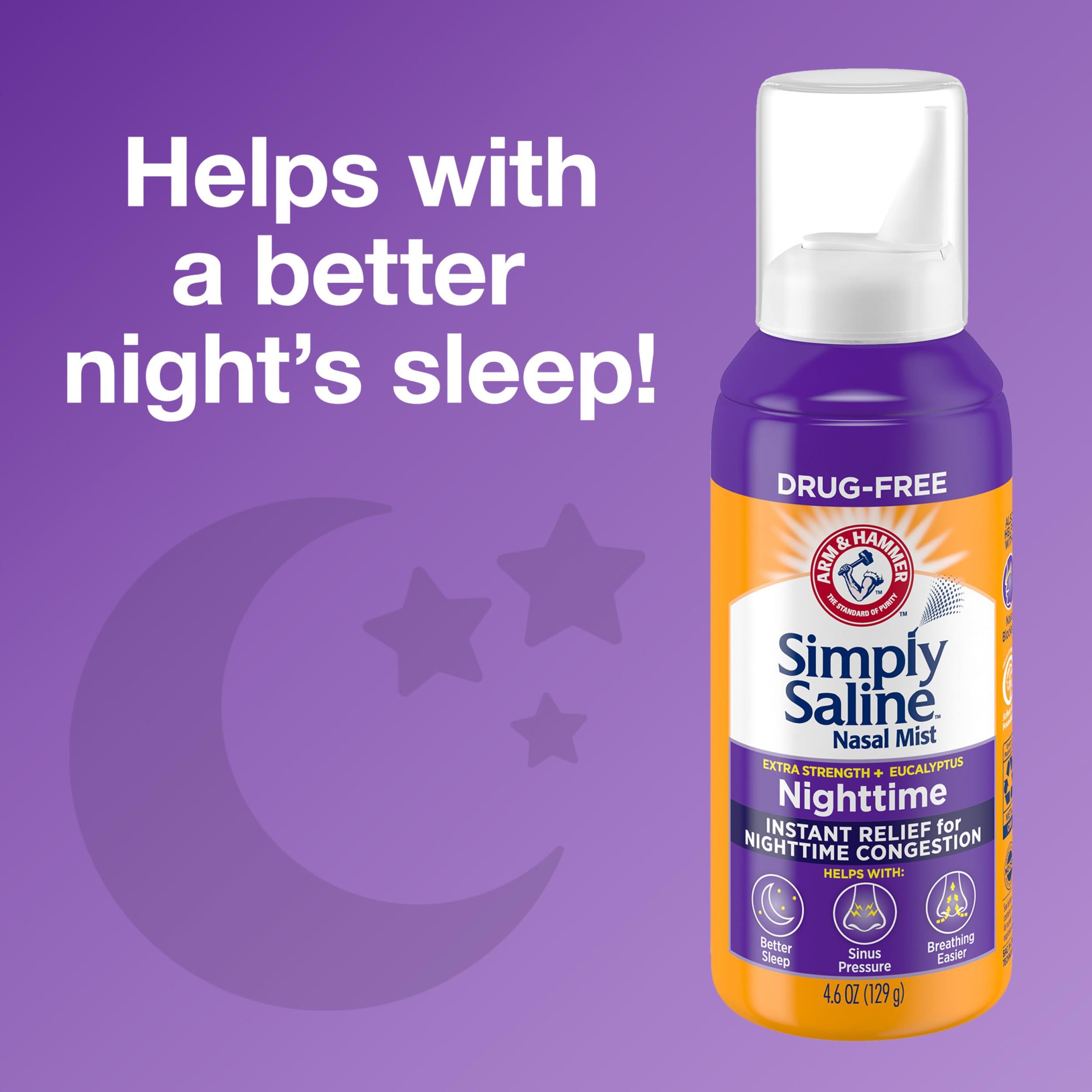 Arm & Hammer ARM & HAMMER Simply Saline Nighttime Nasal Mist 4.6oz- Instant Relief for SEVERE Congestion- One 4.6oz Bottle