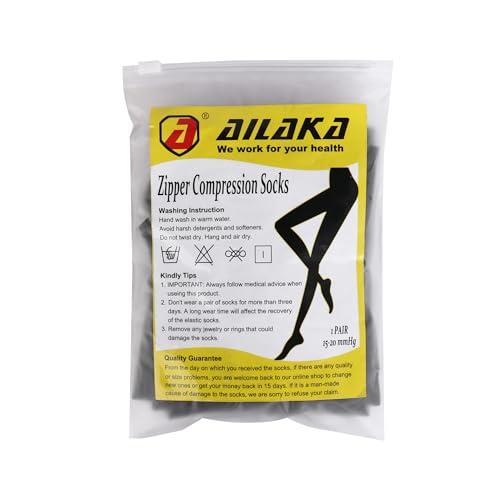 Ailaka Ailaka Medical Compression Socks with Zipper, Knee High 15-20 mmHg Compression Socks for Women Men, Open Toe Support Socks for Varicose Veins, Edema, Recovery, Pregnant, Nurse