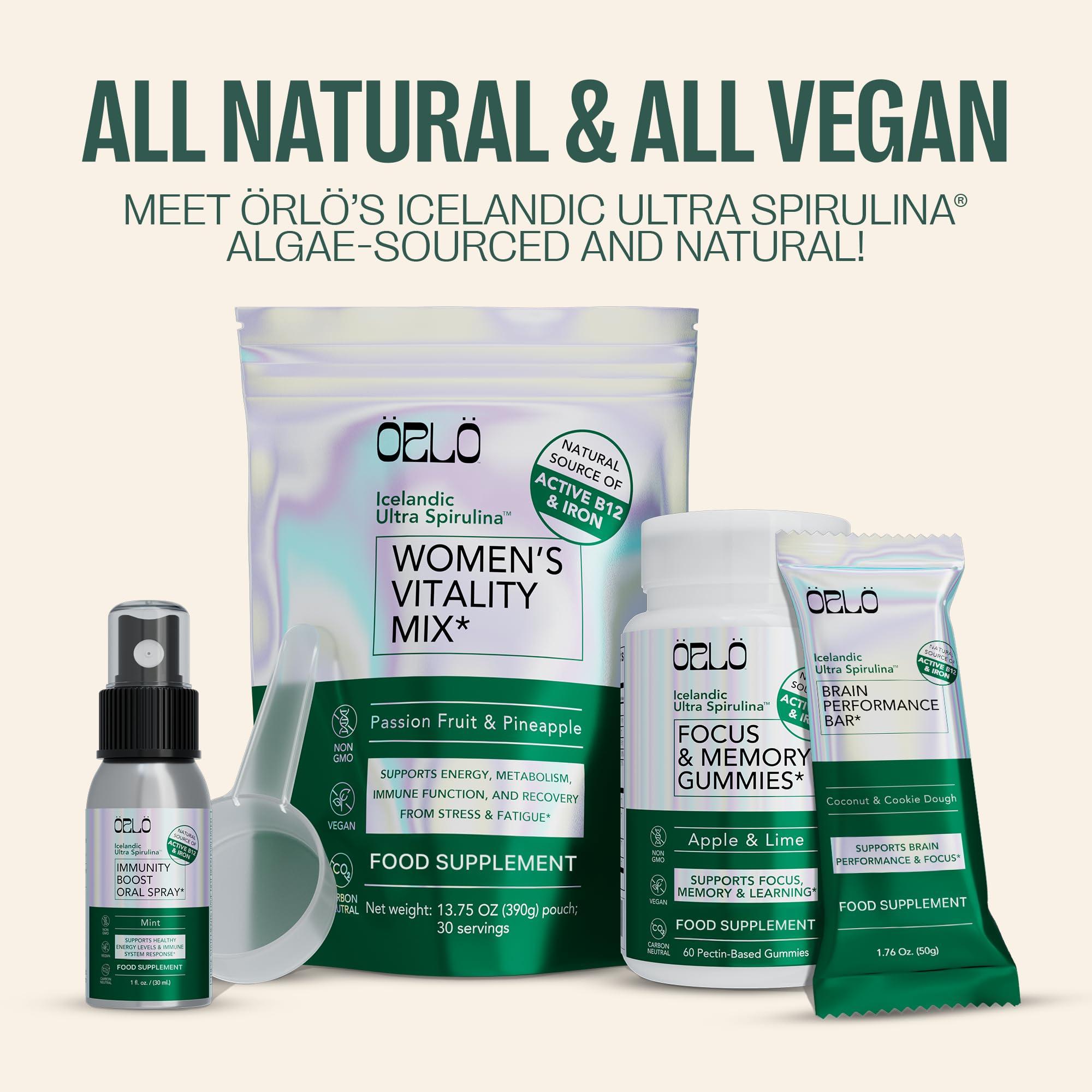 Orlo ORLO BRAIN PERFORMANCE BAR Vegan Protein Bars for Brain & Energy Support Focus & Memory, Pre & Post Workout Recovery Gluten Free Snack with L-Theanine, Lions Mane, Spirulina & More (SINGLE BAR)