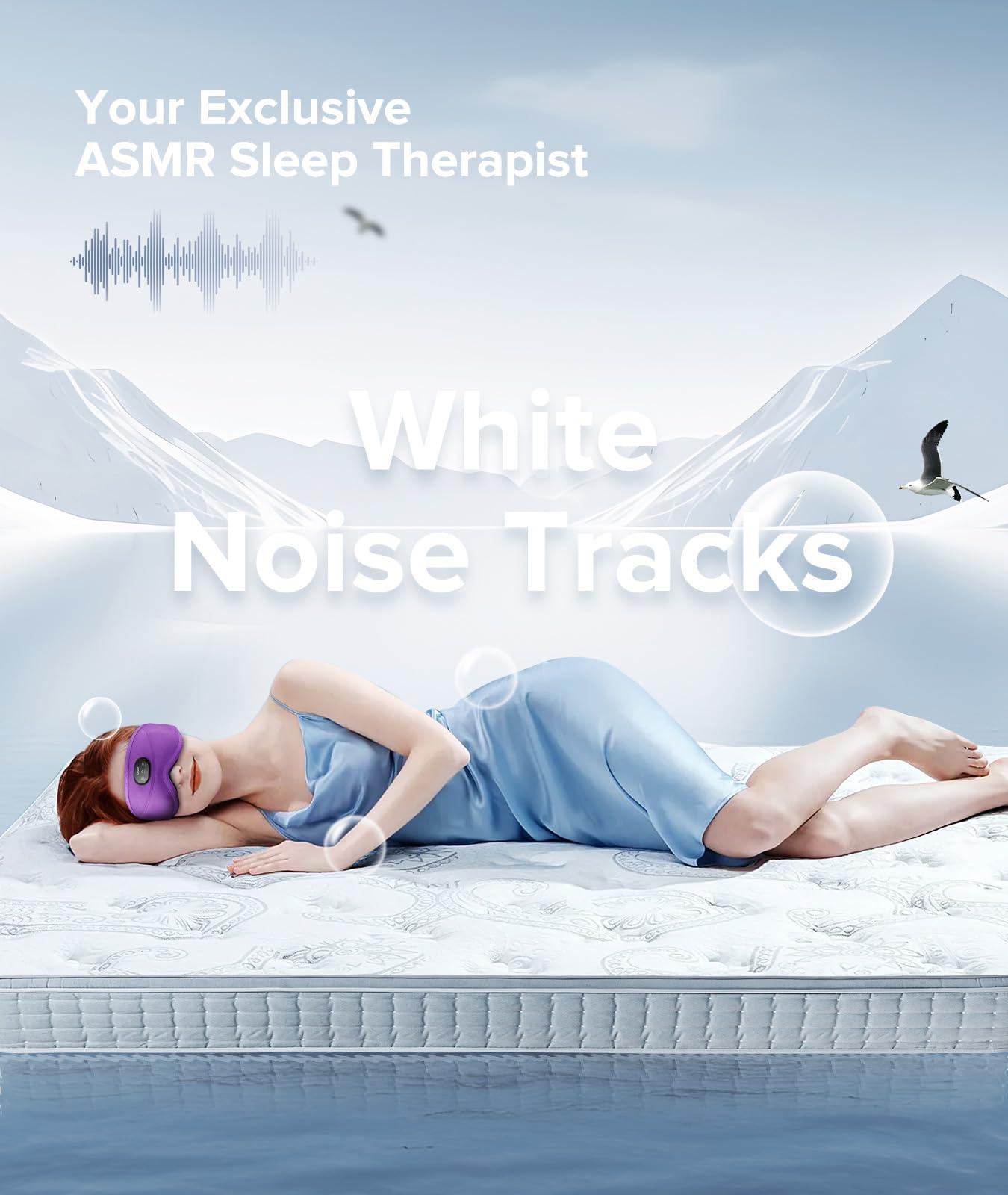 TOPOINT TOPOINT Sleep Mask with Bluetooth Headphones, 3D Eye Mask for Sleep Headphones with White Noise, Total Blackout, 5.4 Bluetooth, Timer, 15 Hours for Women Men, Travel, Meditation, Nap, CPAP Users