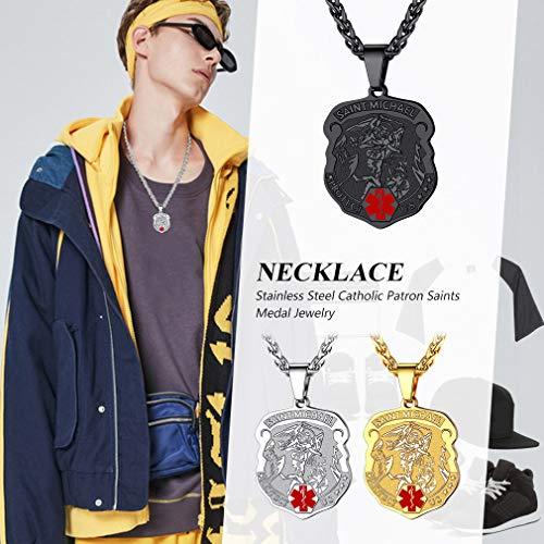 Supcare Supcare Diabetic Necklace for Men Gold Stainless Steel Necklace Engraved Necklace Medical Alert Necklace for Men Customizable Necklace