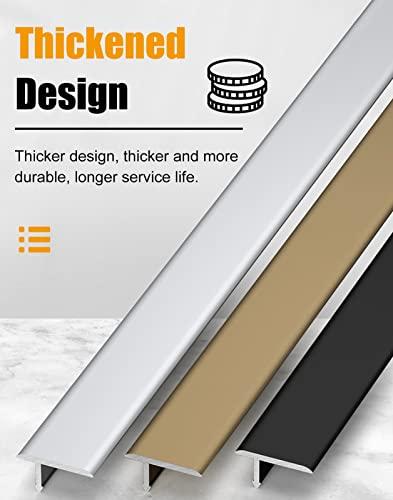 Ccsh Threshold Transition Strips T Shaped Threshold Transition Strips, Carpet & Floor Decoration Strip, 0.5in Wide Ramp for Tile to Laminate Carpet to Bathroom Doorway Sweeping Robot (Color : Black)