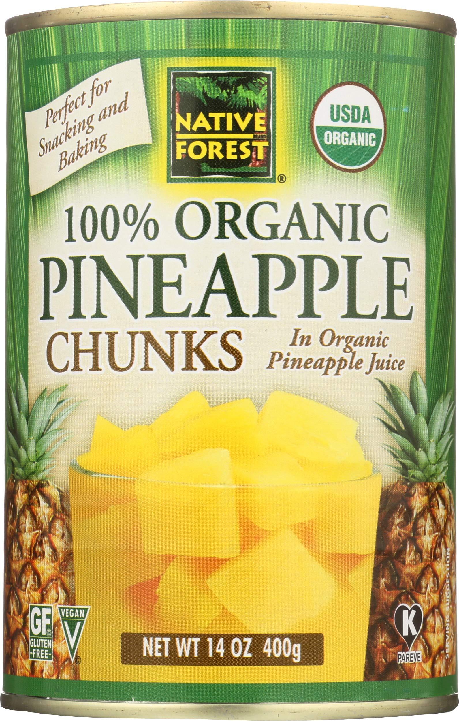 Native Forest Native Forest 100% Organic Pineapple Chunks in Organic Pineapple Juice, USDA Certified Organic, Soy Free, Gluten Free & Non-GMO, 14 Oz (Pack of 6)