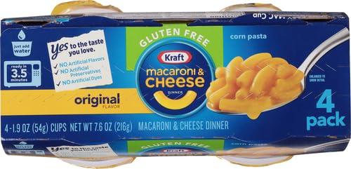 Kraft Kraft Gluten Free Original Mac & Cheese Macaroni and Cheese Dinner, 4 ct Pack, 1.9 oz Cups