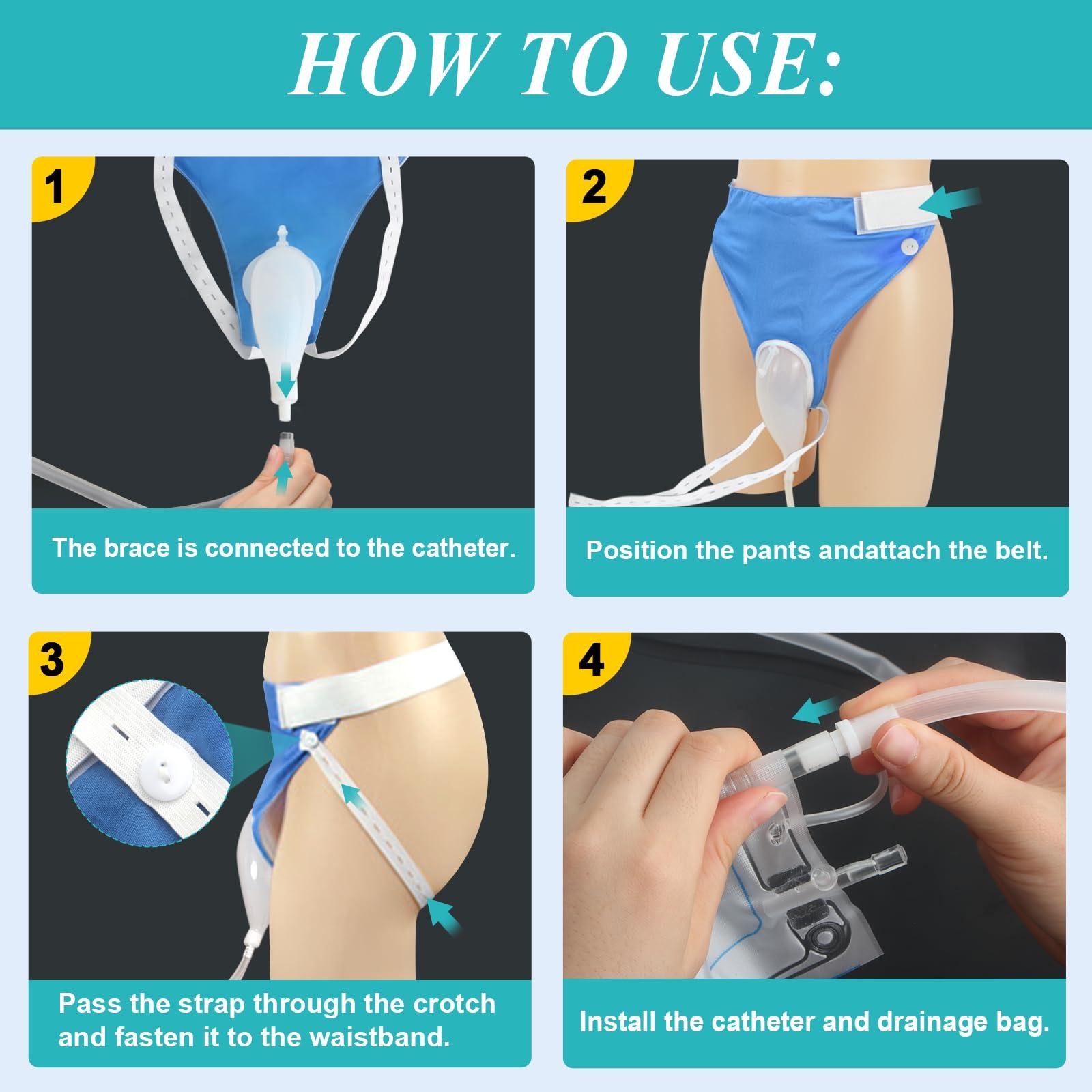Col-Pary Urine Collection Bag Condom Catheters for Men Reusable Portable Wearable Urinary Drainage with 2 Urine Catheter Bag System (Blue-Men)