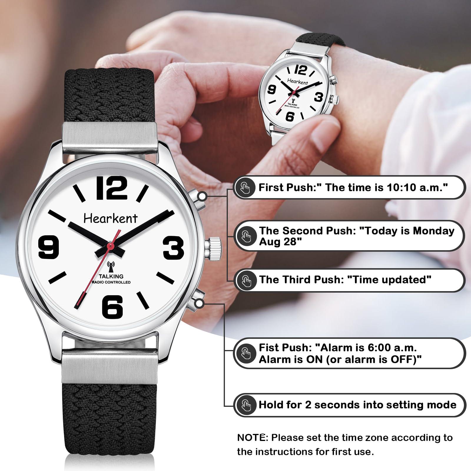 Hearkent Hearkent Talking Watch for Visually Impaired and Seniors Large Numbers, Voice Watch for Blind and Elderly, Talking Watch with Clear American Accent Women(Black)