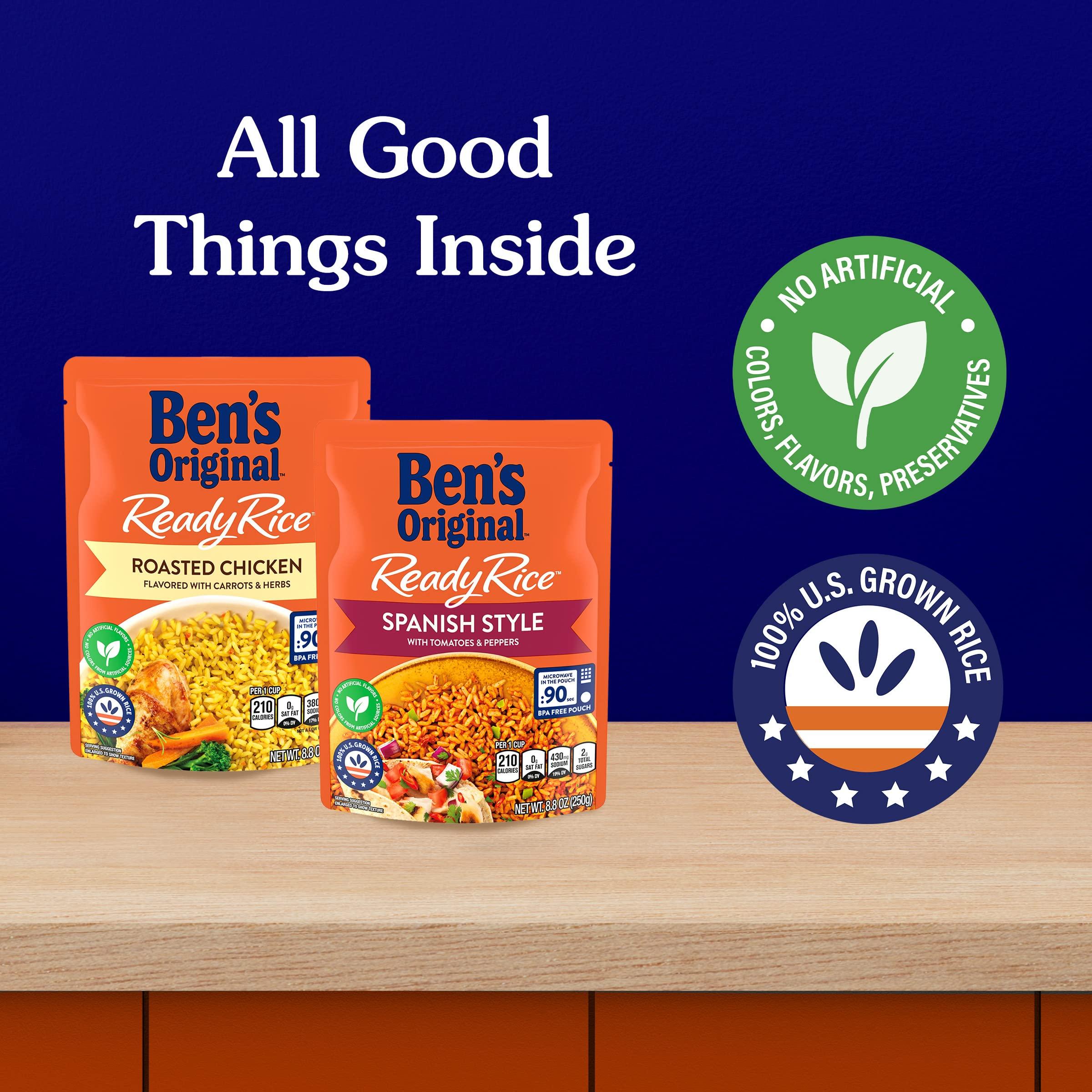 BEN'S ORIGINAL BEN'S ORIGINAL Ready Rice Roasted Chicken and Spanish Style Flavored Rice Variety Pack, Easy Dinner Sides, 8.8 OZ Pouch (Pack of 6)