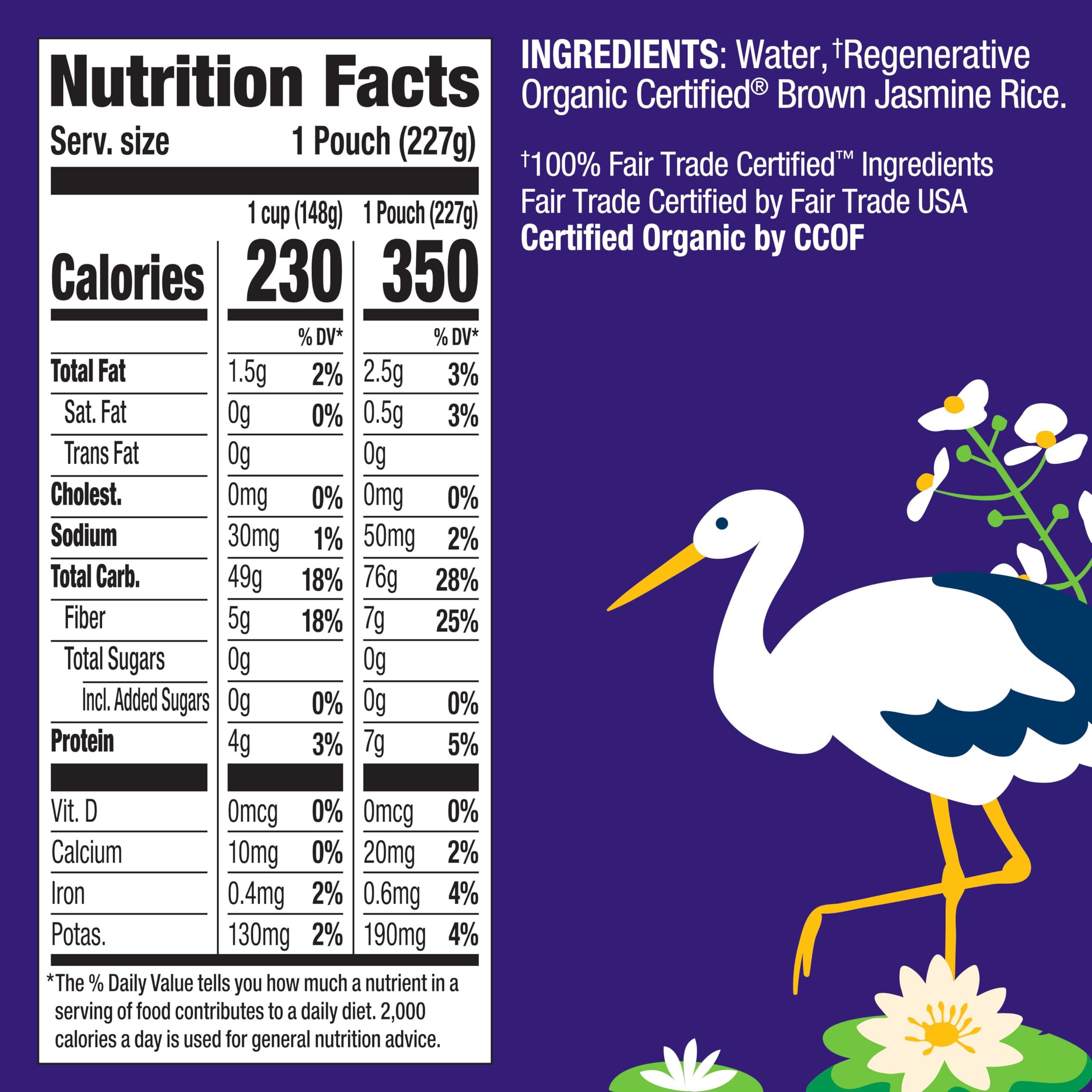 Lundberg Lundberg Brown Jasmine Rice, Ready in 90 Seconds, 6-Pack Regenerative Organic Certified Long Grain Brown Rice, Microwavable,Fluffy, Non-Sticky, Aromatic Organic Rice, 8 Oz Ea