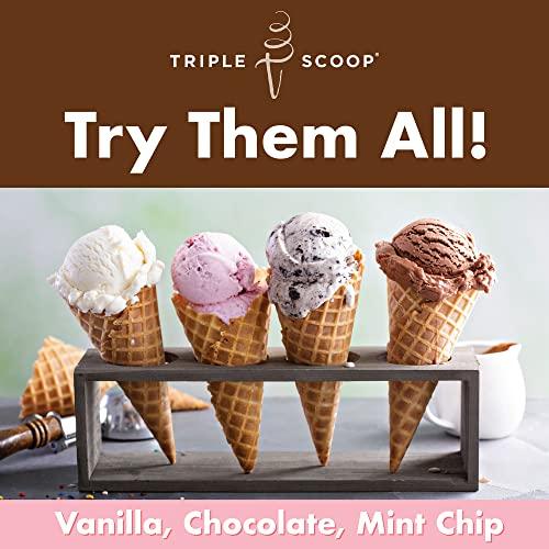 Triple Scoop Triple Scoop Premium Ice Cream Mix, Neapolitan Combo, ice cream starter for use with home ice cream maker, no artificial flavors, ready in under 30 mins, makes 6 qts (3 15oz boxes)