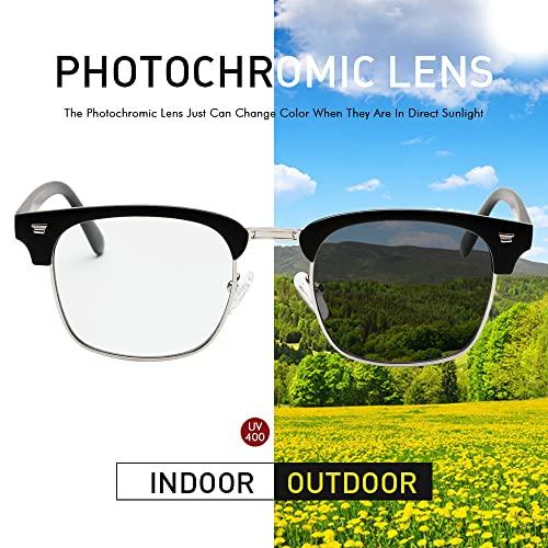 ZAMGIC ZAMGIC Photochromic Sunglasses Blue Light Blocking Glasses for Men and Women Day Night Multi-use Eyeglasses (Shiny Black)