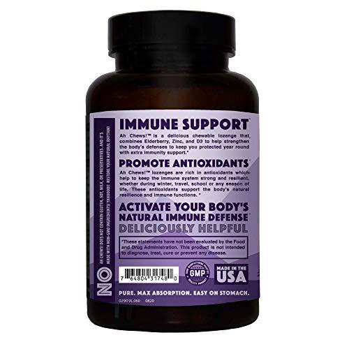 Natural Rhythm Natural Rhythm Ah Chews! Immune Booster Lozenges for Kids and Adults, No Added Sugar, with Elderberry, Zinc & Vitamin D3, 60 Capsules