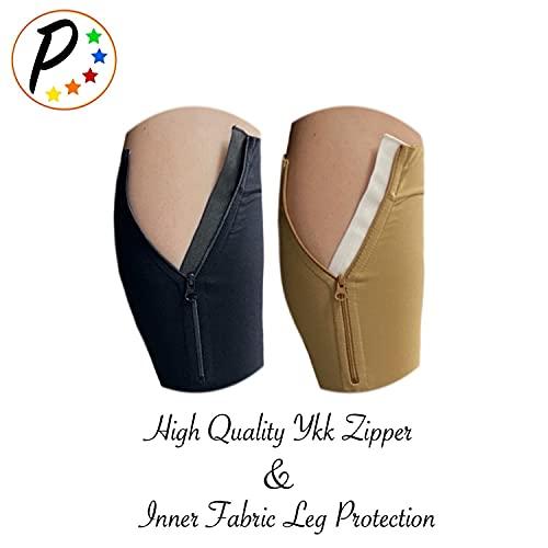 Presadee Presadee Thigh High Open Toe 15-20 mmHg Moderate Compression Leg Socks With YKK Zipper (Nude, 1)