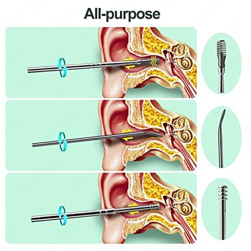 PIPLYKI The Most Professional Ear Cleaning Master in 2023 - Ear Cleaner Tool Set, Earwax Cleaning Tool 6-Piece Set with PU Leather, Spiral Design Stainless Steel Earwax Removal Kit (Purple)