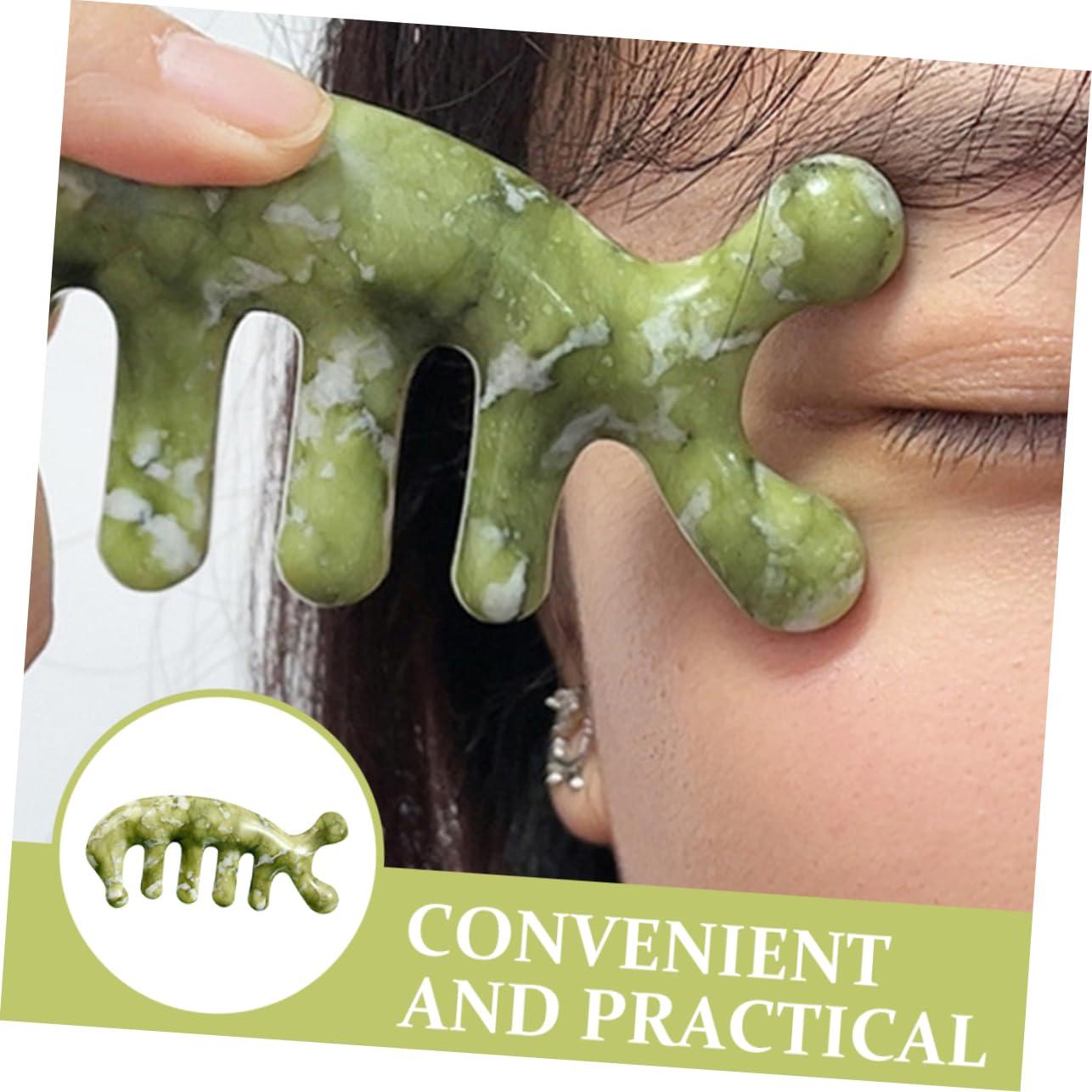 Healeved Healeved Jade Massage Comb Trigger Twist Hair Comb Tooth Sebum Comb Acupoint Jade Comb Scrubber Pet Head Scalp Cordless Bristle Blow Dryer Comb Attachment Manual Face Brush Skin Stick Green