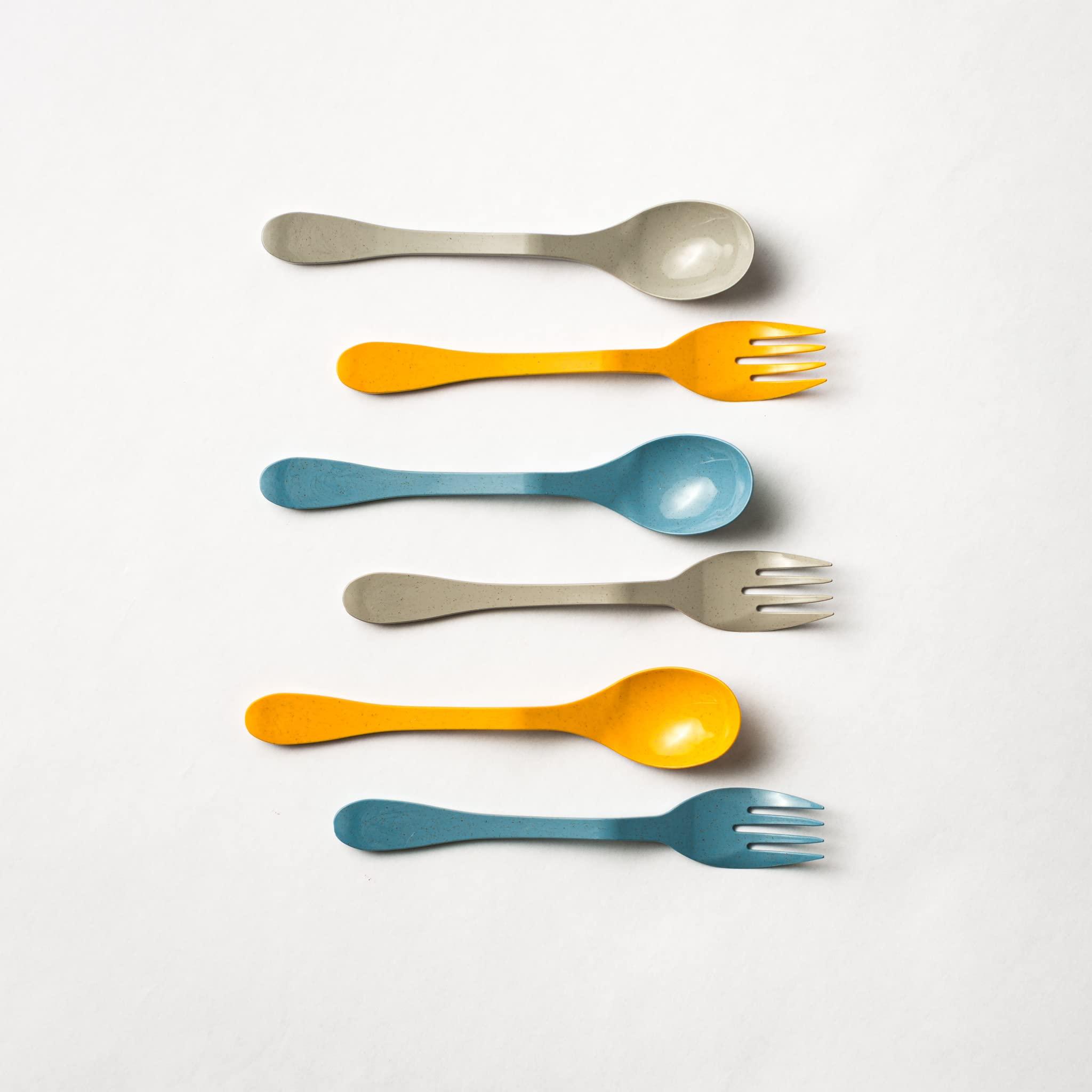 KNORK Knork Eco Spoon Plant Based Cutlery Bamboo Reusable Flatware Set, 12 Piece, Gray