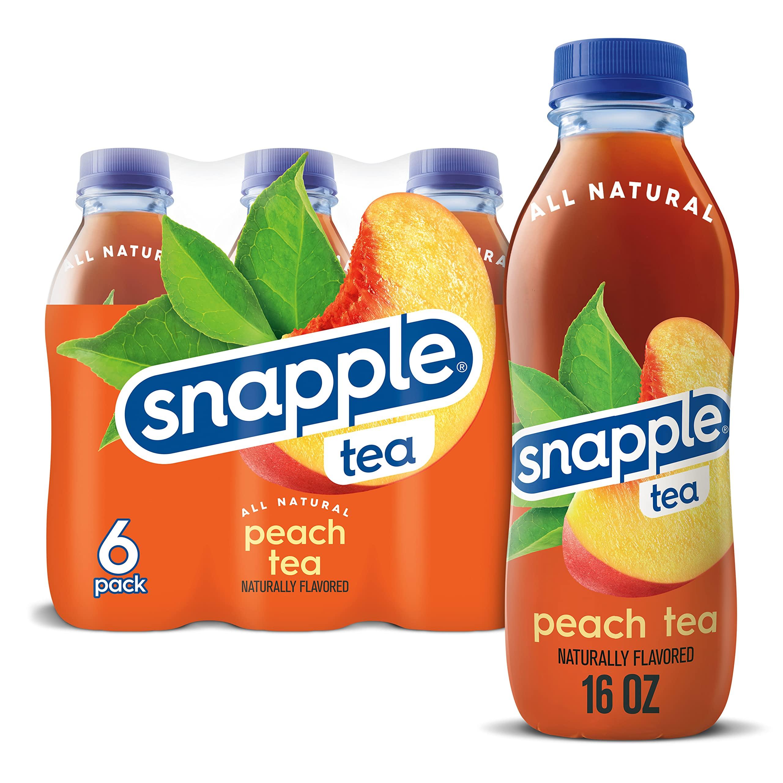 Snapple Snapple Peach Tea, 16 fl oz recycled plastic bottle, 6 pack