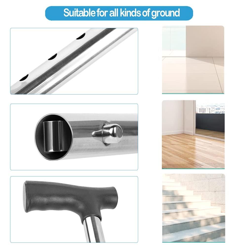 NineLife Basics Quad Cane for Seniors, Lightweight Walking Cane for Men and Women, Stainless Walking Sticks, Balance Mobility Aid, 1 Unit