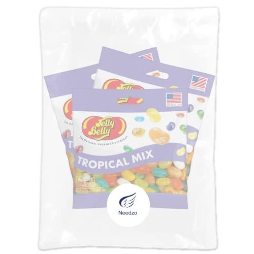 Needzo Jelly Bean Tropical Mix Bulk Shareable Candy, Fruit Flavored Gourmet Chewy Candies for Gift Baskets, Pack of 3, 3.5 Ounce Bag