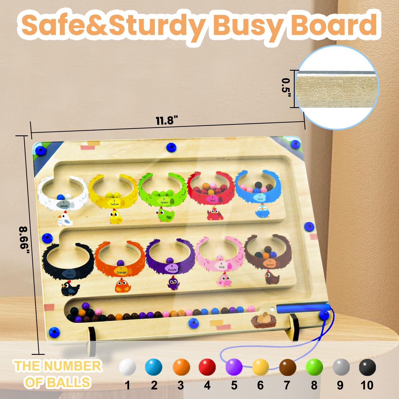 RAOVCUS Activities For Seniors With Alzheimers And Dementia,Magnetic Color and Number Maze, Wooden Magnet Board Montessori Sensory Toys for Elderly Patients Learning Color Sorting And Counting Fidget Games