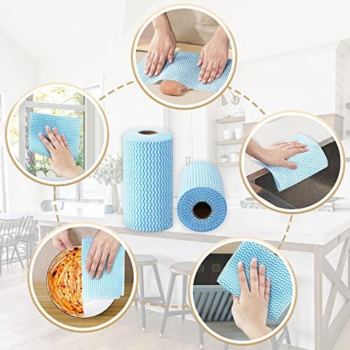 Supmaquc Supmaquc 2 Pack Upgraded Reusable Cleaning Cloths Extra Thick Durable Disposable Cleaning Towels Kitchen Dish Paper Multi Purpose Household Towels Thickened Non Woven Wipes, 7.9\"X11.8\", Blue