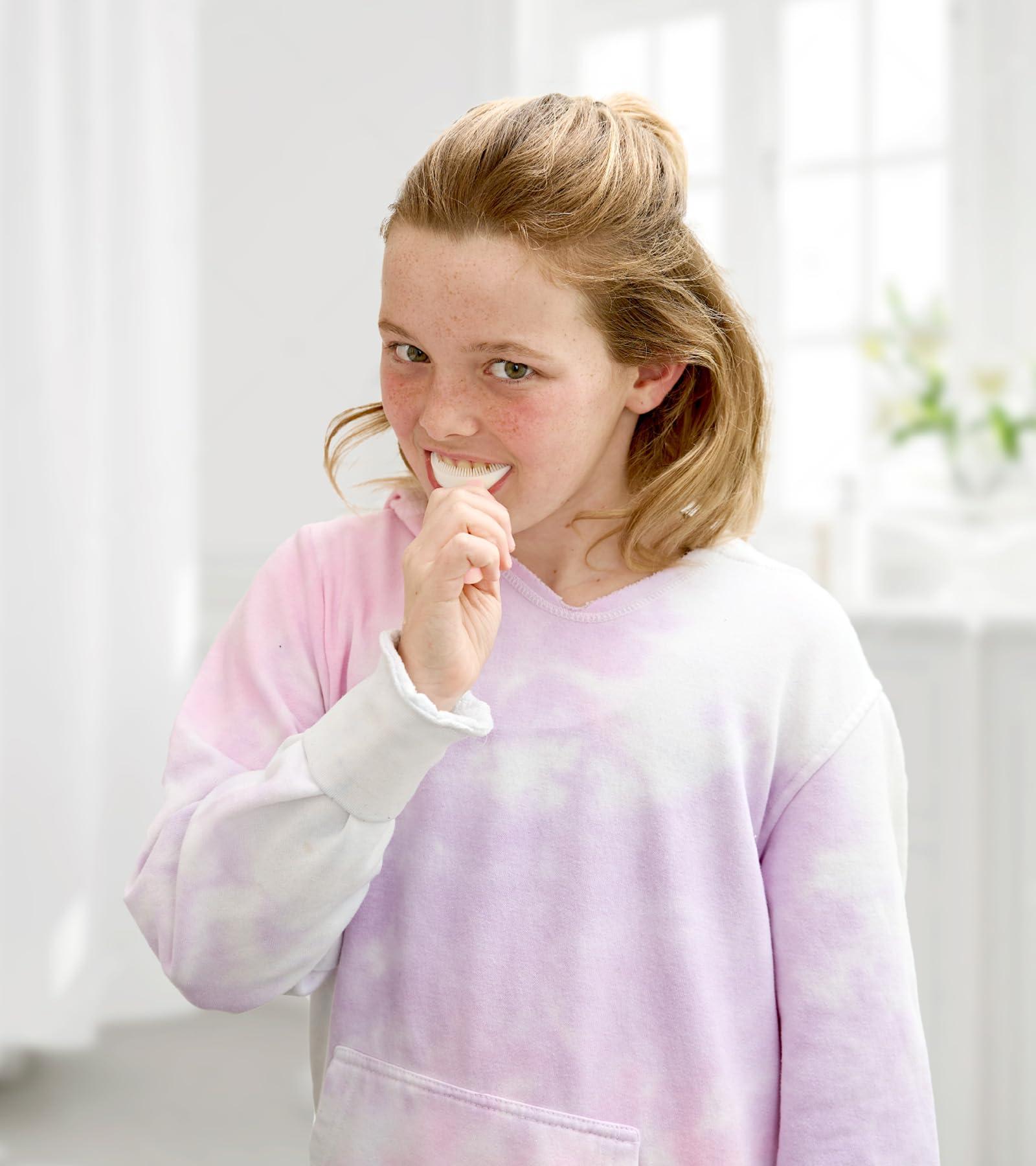 DR. SMITHSONS U Shaped Toothbrush Kids 6-12 Years Old- Two Premium Soft Toothbrushes Come with Travel Case & - Sensory Toothbrush - Rounded Toothbrush Kids Size Head Makes Brushing Fun & Easy - 1 Pink, 1 Blue