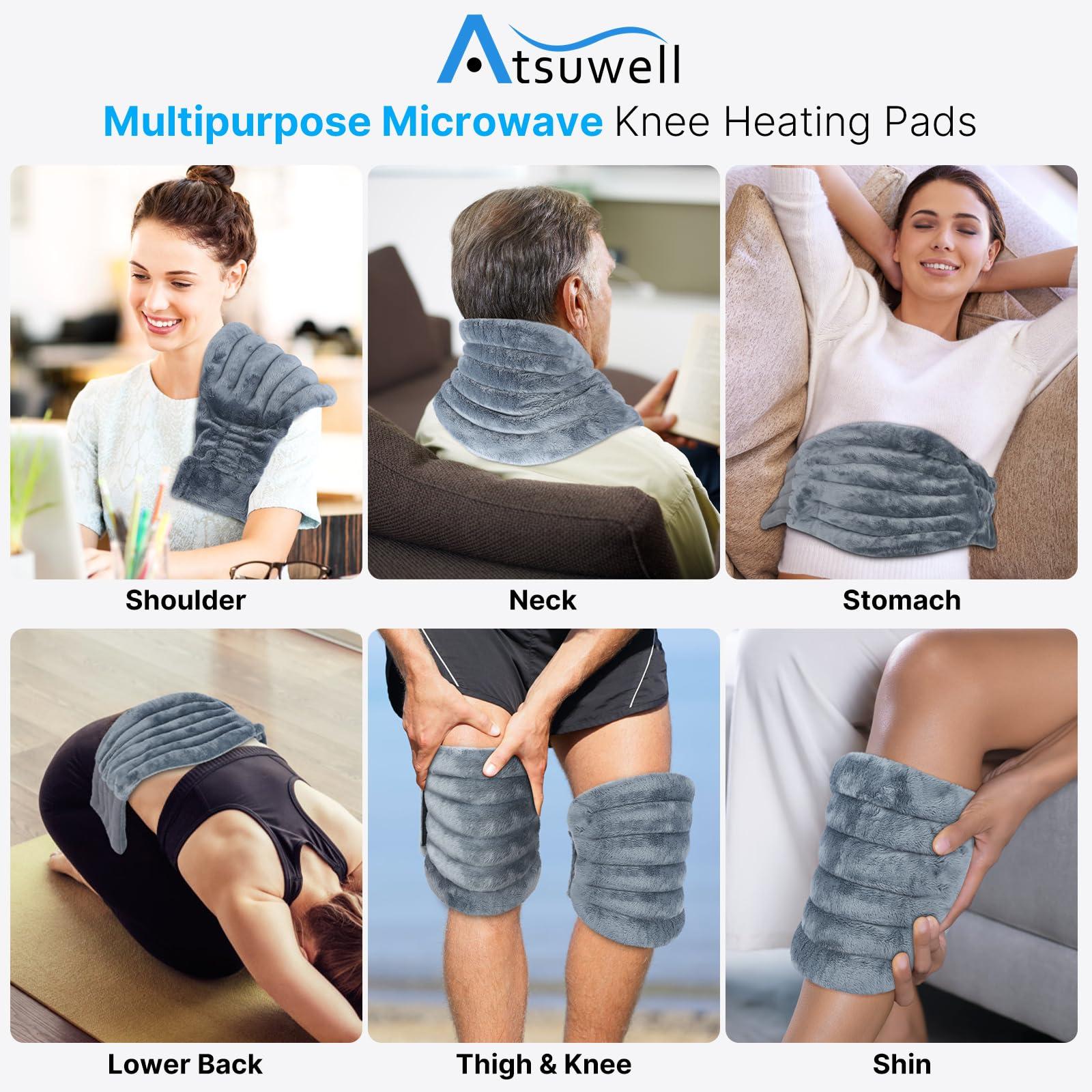 Atsuwell Atsuwell Microwave Heating Pad for Knee, Microwavable Heated Knee Wrap for Elbow, Cramps, Muscle, Joint, Knee Heating Pad Microwavable for Warm Compression, 2 Packs