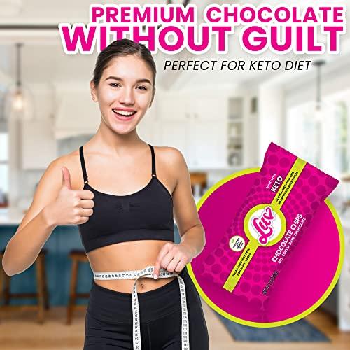 SWEET LUV Keto Sugar Free Chocolate Chips - Stevia Sweetened, 1g Net Carb, 80% Cocoa - Gluten & Dairy Free Vegan Non-GMO Low Carb Paleo Friendly Dark Mini Chocolate Chips For Baking 9 oz (1 Pack)