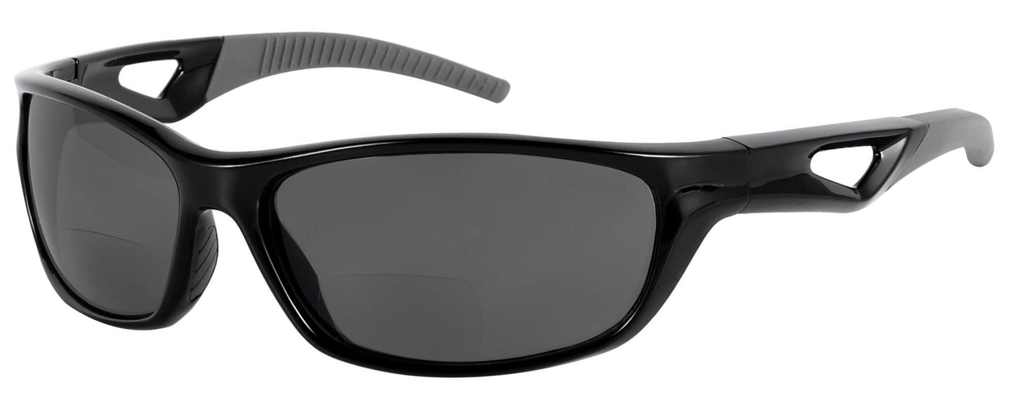 Mass Vision Mass Vision \'The Competitor\' 2 Pair of Lightweight Precision Sport Wrap Bifocal Sunglasses Featuring High Definition Lenses (Black/High Definition Amber, 2.5, x)