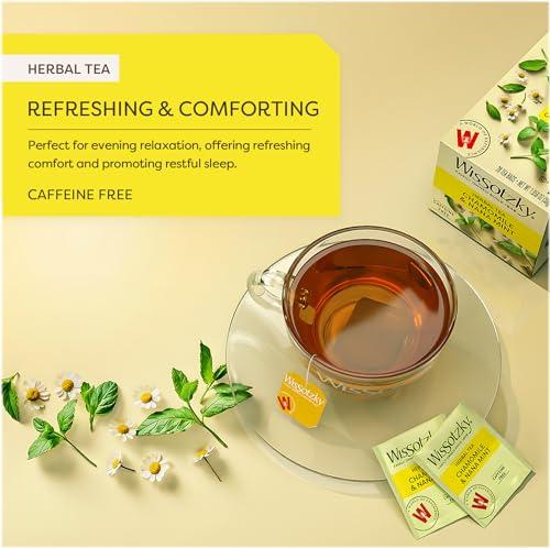 Wissotzky Tea Wissotzky Chamomile Tea with Nana Mint, Herbal Tea, 20 Tea Bags | Caffeine Free | Soothing Blend | Sleep Support