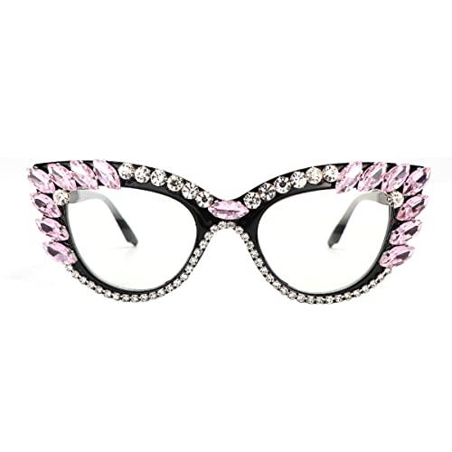 Melrose Melrose Blue light blocking reading glasses, ladies computer goggles, personality avant-garde decorative glasses (2PCS white+pink, 4)