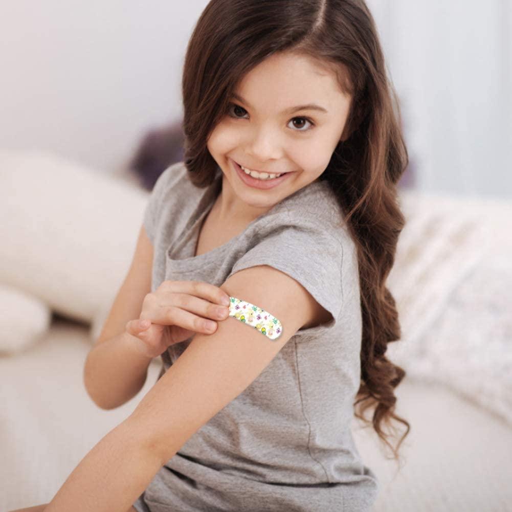 Magic Feier Cute Bandages 120 Count Cute Cartoon Adhesive First Aid Flexible Colorful Fabric Bandages for Kids Children (Blue)