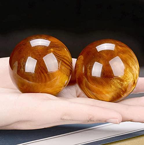 ZHANGDONG ZHANGDONG Baoding Balls Chinese Exercise Balls Stress Balls for Adults 2 Inch Chinese Health Exercise Massage Balls, Massage Natural Stone Health Ball Box for Hand Therapy, Exercise(Color:Beeswax)