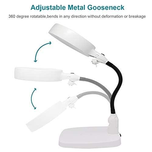 YYDS YYDS Magnifiers Desktop Magnifier with Lights Heavy Duty Stand Illuminated Hands Free Dimmable Diopter for Close Work Repair Crafts Visual Impairment Aids