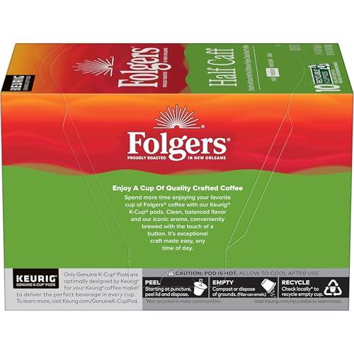 Folgers Folgers Half Caff Coffee, Medium Roast, Keurig K-Cup Pods, 10 Count (Pack of 6)