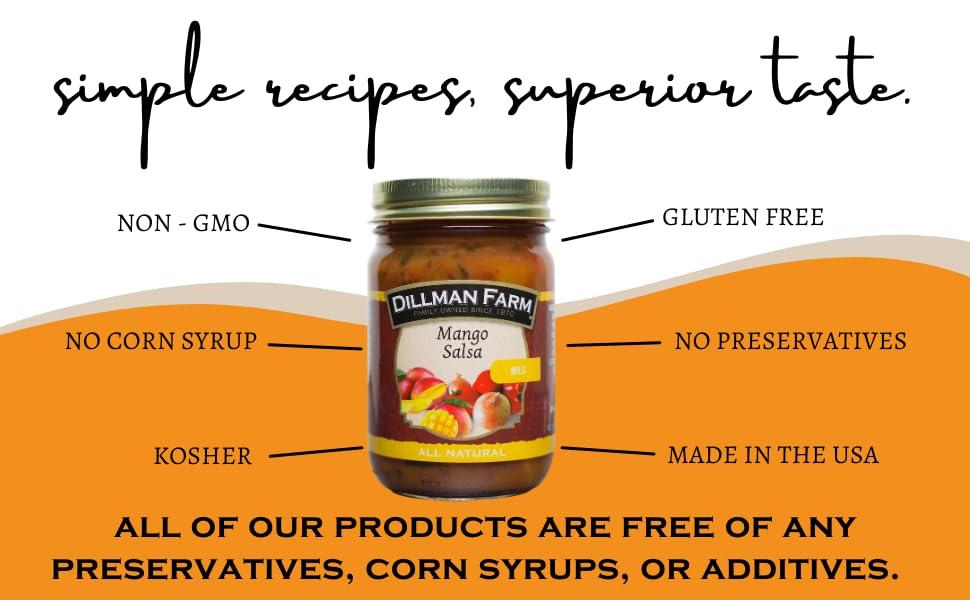 Dillman Farm Dillman Farm All Natural Mango Salsa - Gluten-Free, Non-GMO, Vegan, Kosher, Eco-Friendly, Preservative Free, Corn Syrup Free - Made in USA, 13oz (Pack of 6)