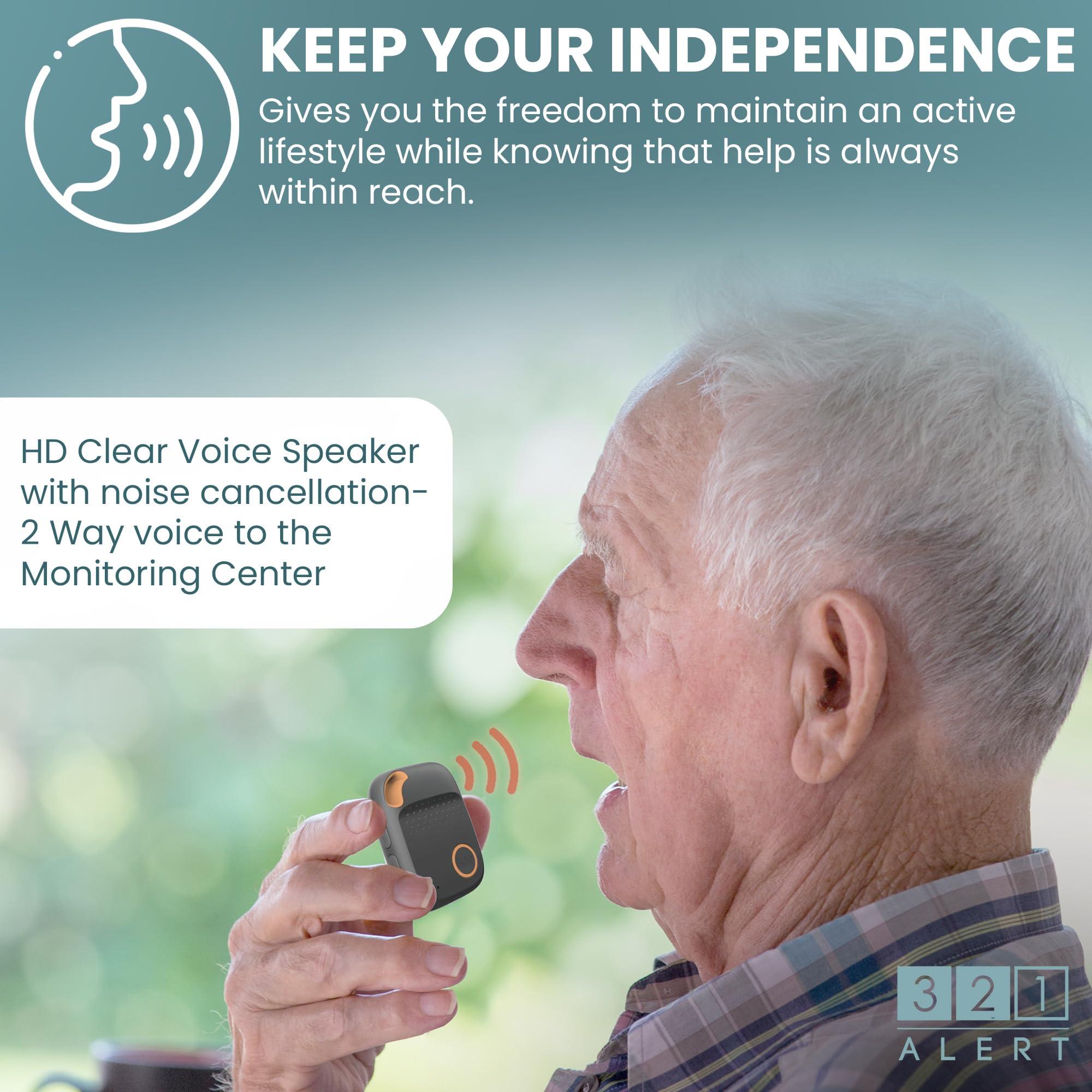 321 Alert Medical Alert System for Seniors with Fall Detection -GPS 4G LTE Cellular SOS Alert System, 24/7 Emergency Monitoring - Call to Activate - Elderly Life Alert Necklace (Mini Y Black)