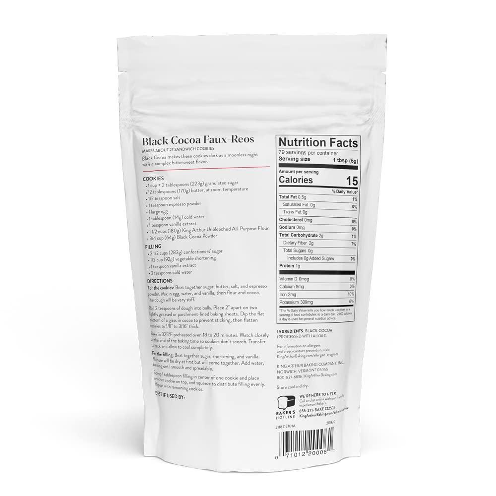 King Arthur King Arthur Black Cocoa: Dutch Processed Cocoa Powder for Baking - Intense Dark Chocolate Flavor, Unsweetened, Perfect for Cakes, Cookies & Frosting - 14 oz Resealable Bag