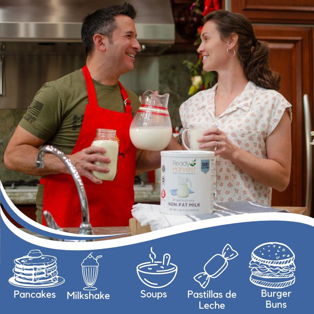 Ready Harvest Ready Harvest Dried Instant Non-Fat Milk Powder | Dry Powdered Milk | Bug Out Bag Food | Survival Food Emergency Food Supply #10 Can 25-Year Shelf Life 2 lbs