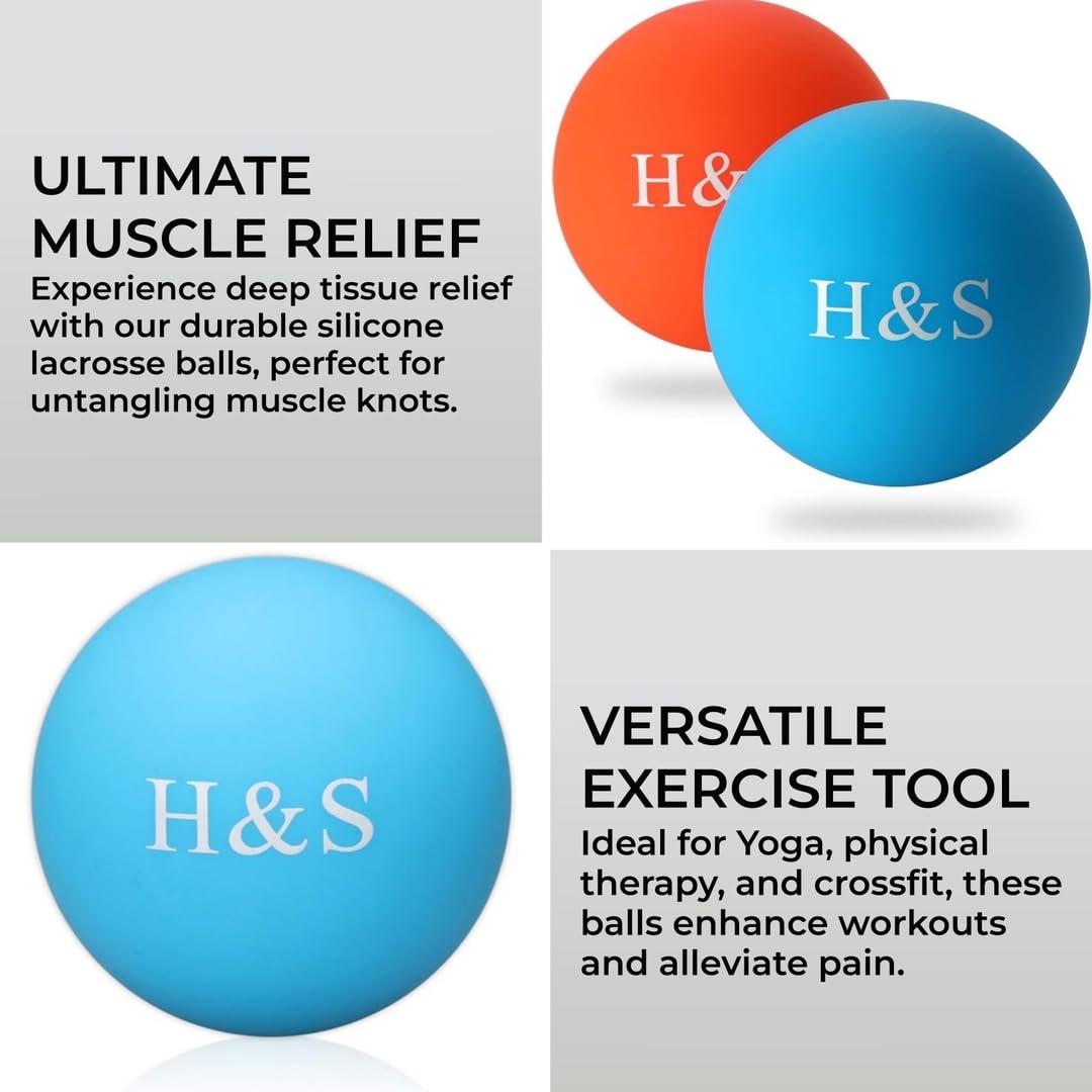 H&S H&S 2X Massage Lacrosse Ball - Massage Ball - Muscle Roller - Firm Jumbo Therapy Sphere - Therapy Ball
