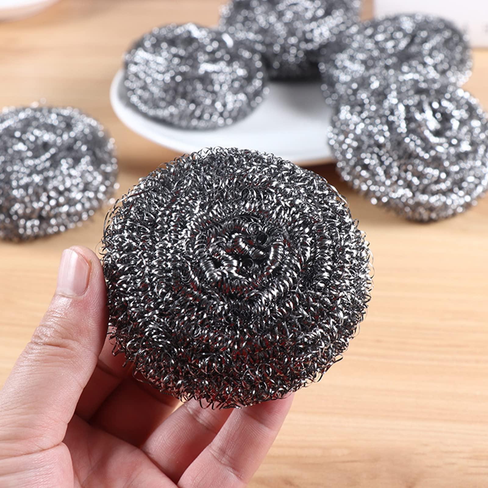 Walbest Walbest Steel Wool Scrubber - 1/2/4Pcs Metal Dish Scrubber Scouring Pads Stainless Steel Wire Ball Cleaner Kitchen Gadgets for Dishes Pots Pans Wash Cleaning C