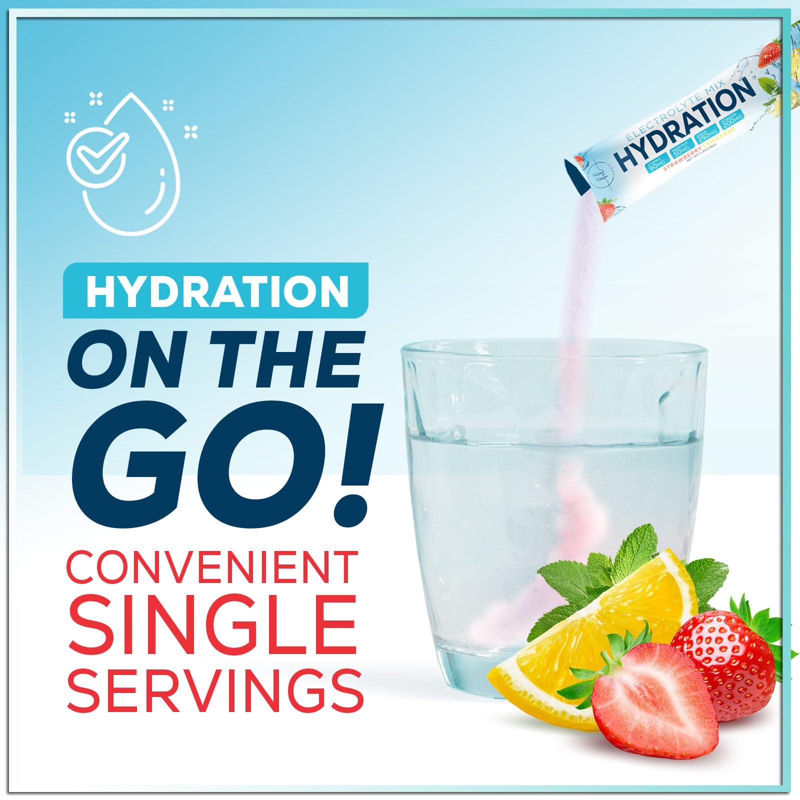 Hello Lovely! Daily Electrolyte Drink Mix - Strawberry Lemonade Hydration Powder Packets with 6 Electrolytes & Minerals - Sugar Free, Keto Friendly, Electrolytes Powder Recovery Drink w Real Salt - 16 Servings