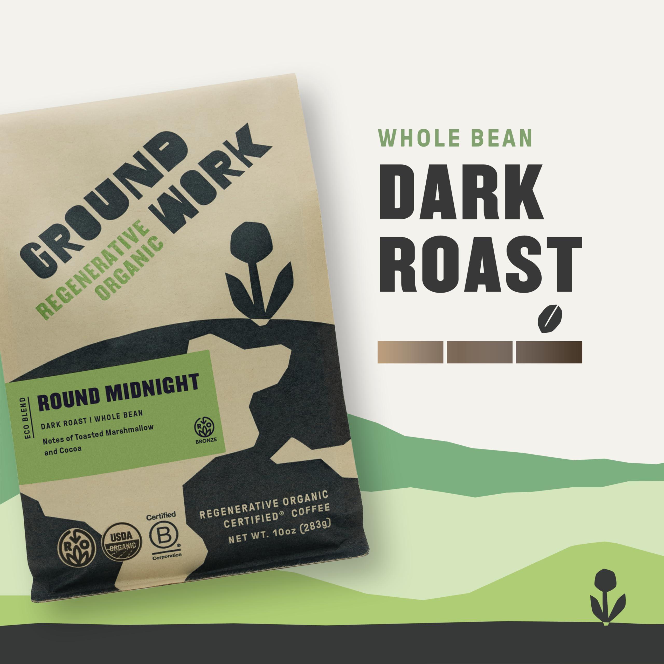 GROUNDWORK COFFEE CO GROUNDWORK COFFEE CO Organic Regenerative Round Midnight Whole Bean Coffee, 10 OZ