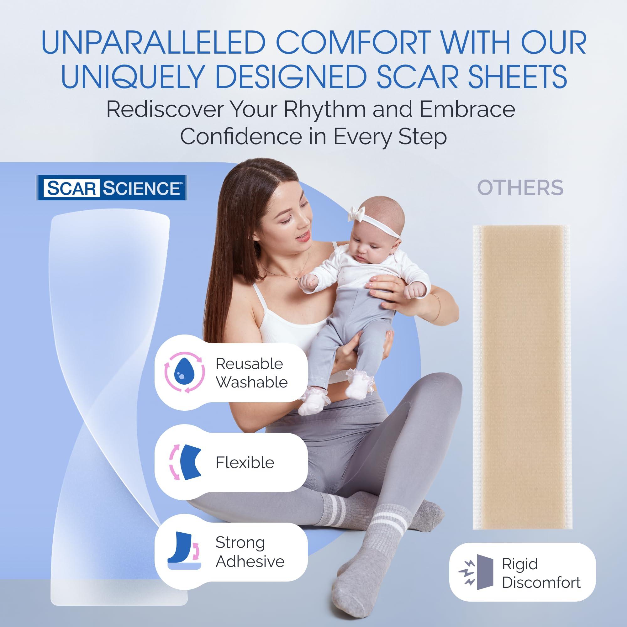 ScarScience ScarScience C-Section Recovery Kit - Advanced Scar Treatment after C-Section - Medical Grade Waterproof Silicone Scar Sheets for Scar Removal, 8 Strips + Silicone Gel for Scars and Surgical Scars,18ml