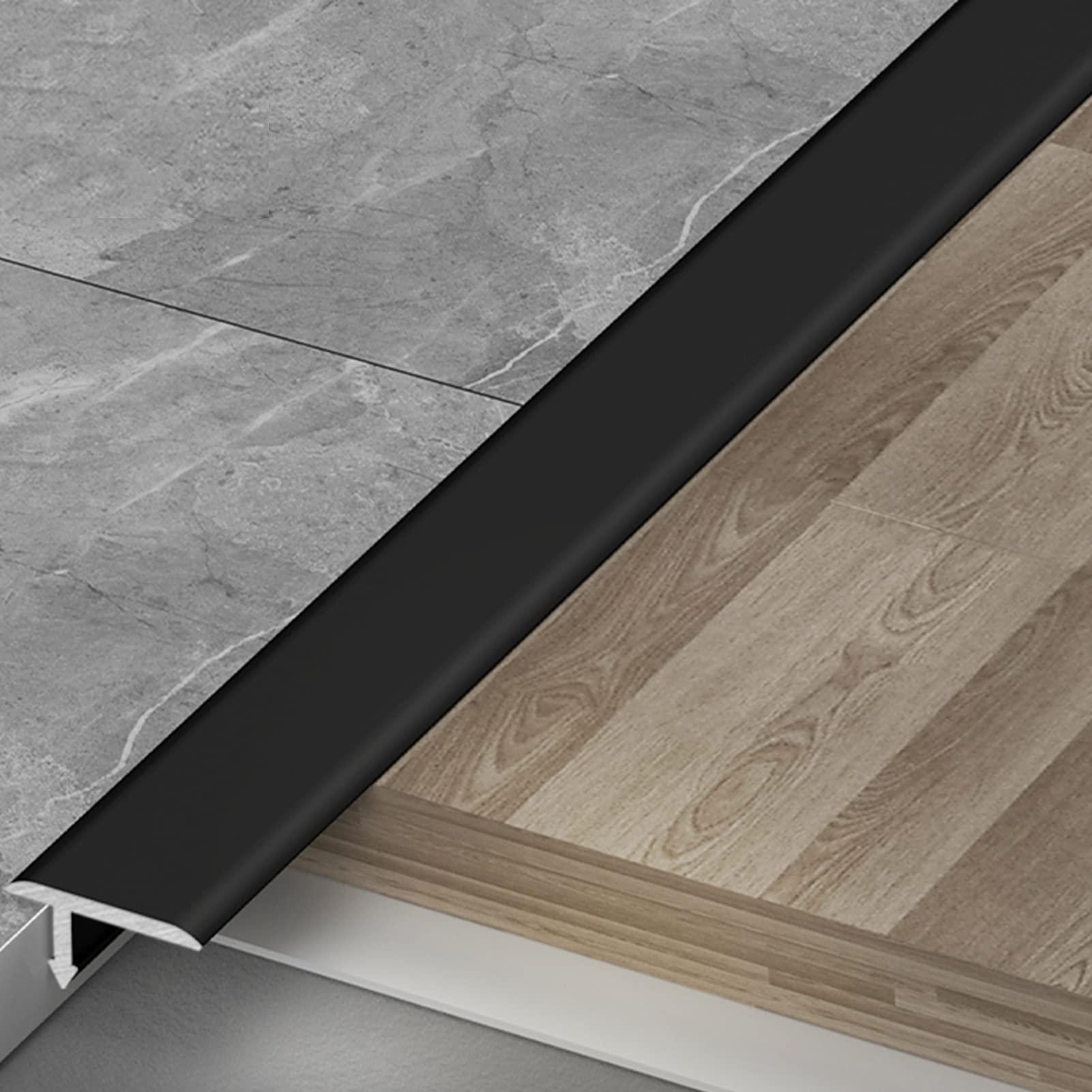 Ccsh Threshold Transition Strips T Shaped Threshold Transition Strips, Carpet & Floor Decoration Strip, 0.5in Wide Ramp for Tile to Laminate Carpet to Bathroom Doorway Sweeping Robot (Color : Black)