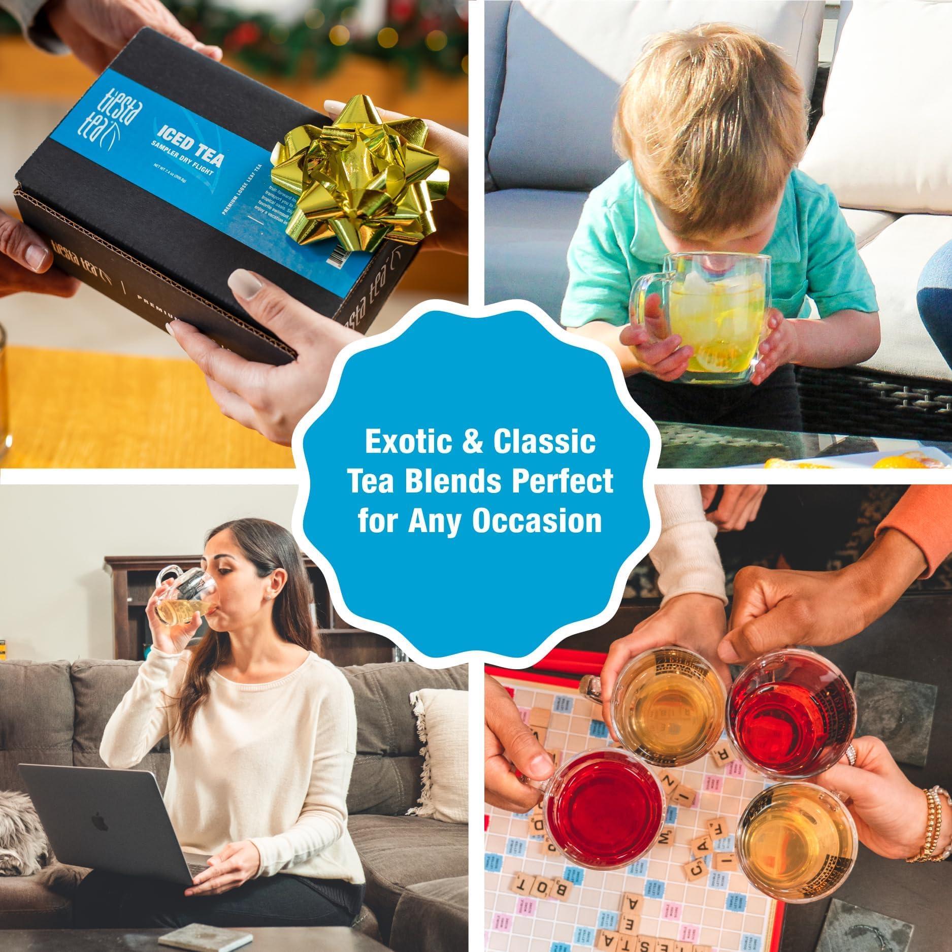 Tiesta Tea Tiesta Tea - Iced Tea Loose Leaf Sampler Dry Flight Set - High to No Caffeine Tea - Makes Cold Brew Iced Tea - Assorted Tea Sets with Herbal, Black, Fruit Teas & More - 8 Resealable Sample Pouches