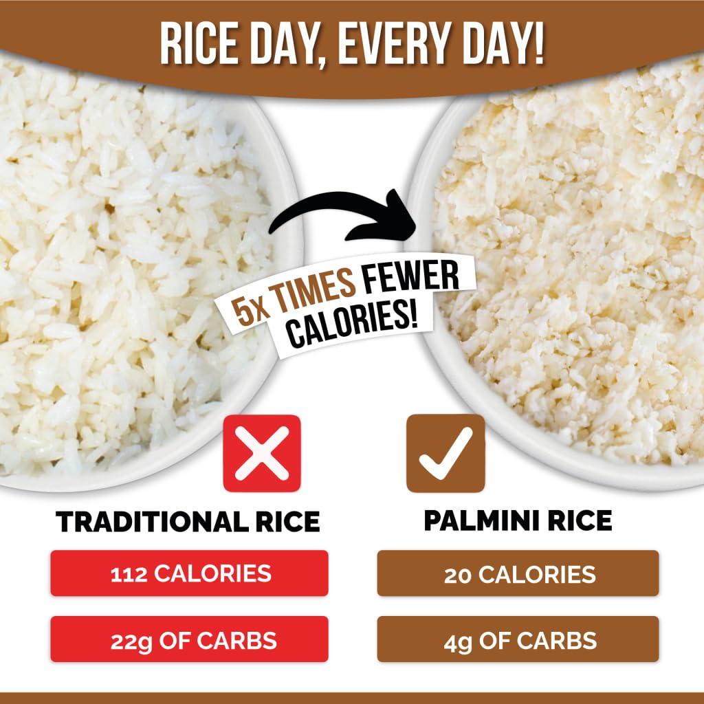 Palmini Palmini Rice | Low-Carb Rice, Low-Calorie Hearts of Palm Rice | Keto Rice, Gluten Free, Vegan, Non-GMO, Healthy Rice | As seen on Shark Tank | (12 Ounces Pouches - Pack of 3)