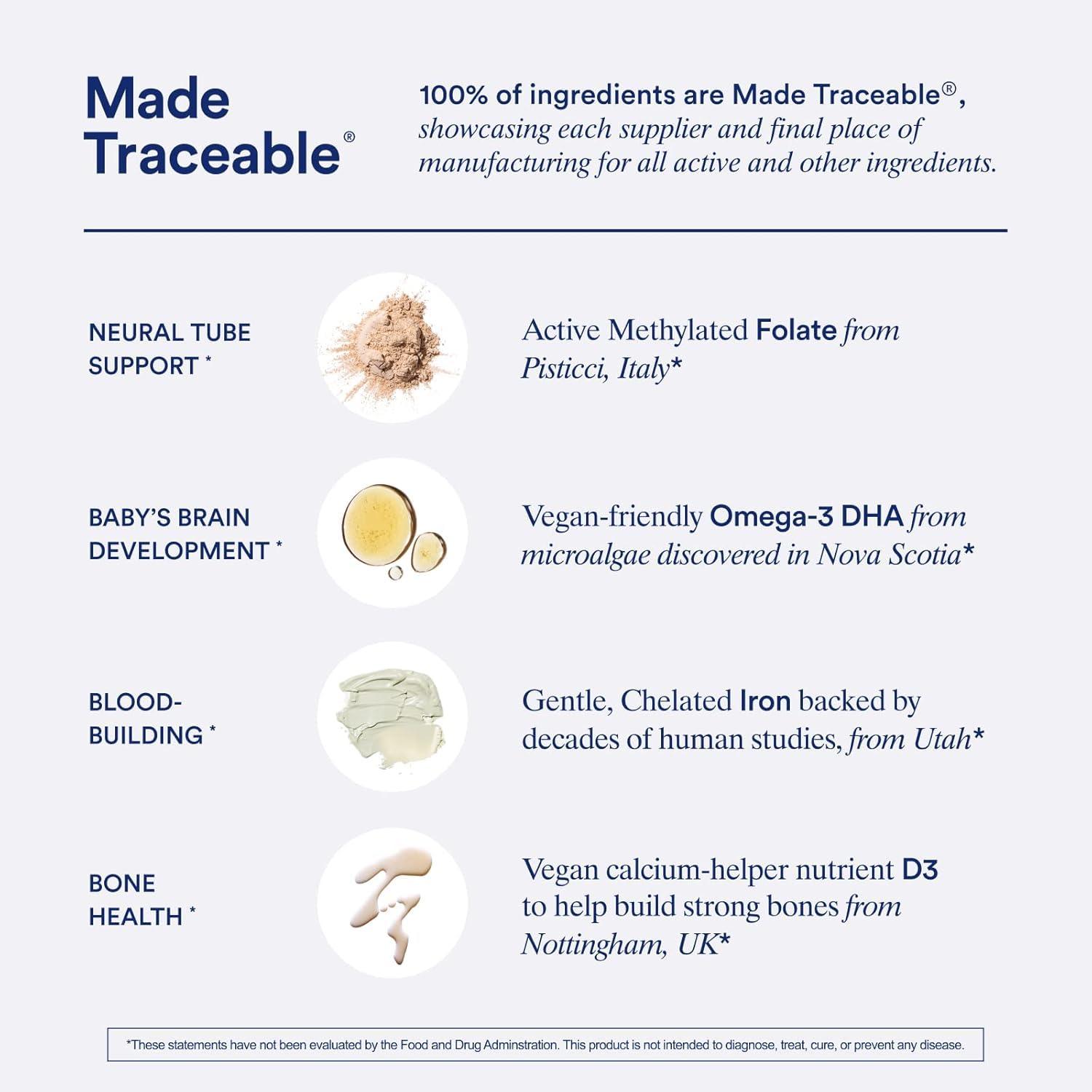 Ritual Ritual Essential for Women Prenatal Multivitamin: Folate & Choline for Neural Tube Support, Omega-3 DHA for Fetal Brain Development, Iron, Calcium-Helper D3 & K2, Non-GMO, Vegan, Mint, 30 Days